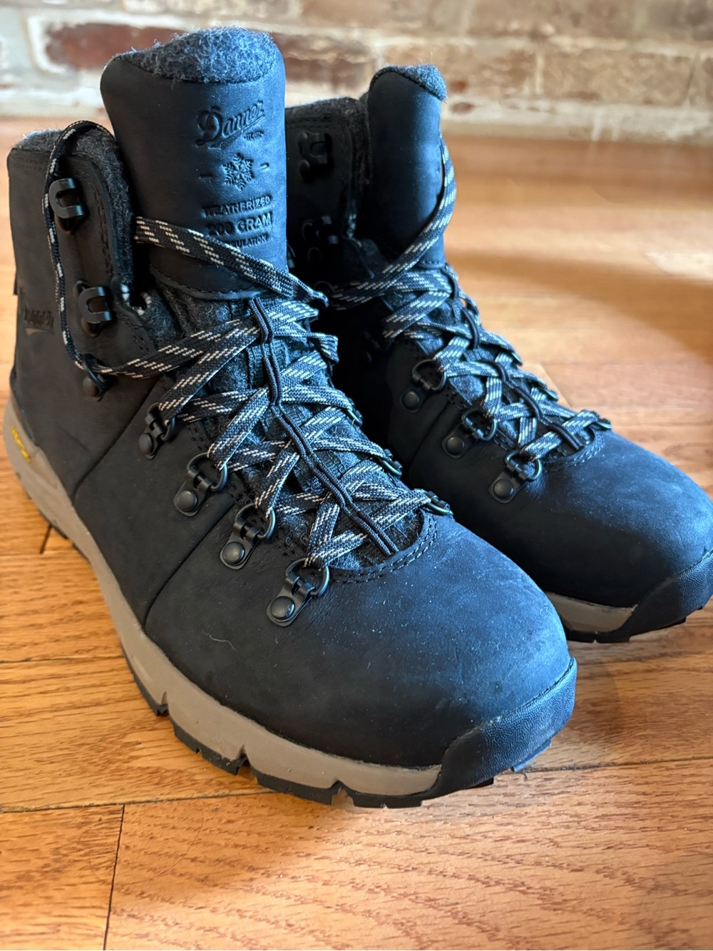 Danner Black Men's Insulated Waterproof Hiking Boots with Gray Sole